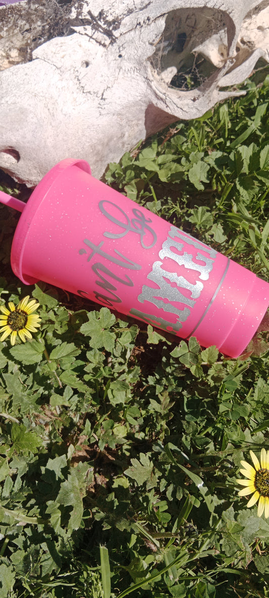 Hot Pink Can't be Tamed Glitter Tumbler
